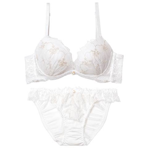 10/24新作!ノーブルシアーブロッサム育乳脇高ブラジャー&フルバックショーツ［激売れ］(ホワイト-A70/ショーツM)