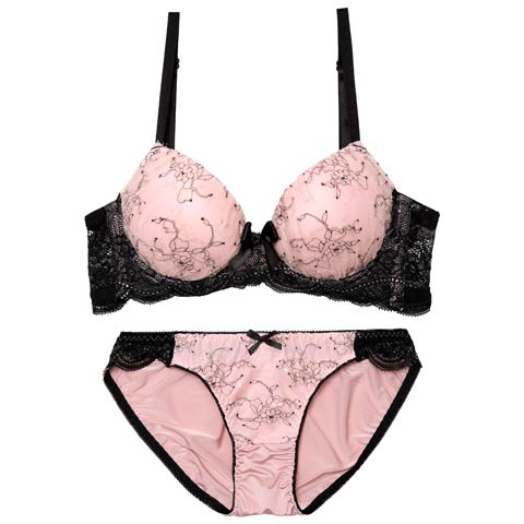 3/4新作!スウィートシャイニーレース育乳脇高ブラジャー&フルバックショーツ［激売れ］(ピンク-A70/ショーツM)