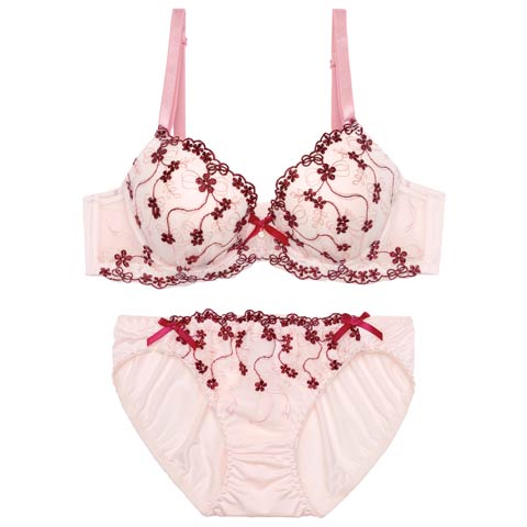 1/28新作!スウィートディッツィエンブロイダリーブラジャー＆フルバックショーツ［激売れ］(ピンク-A70/ショーツM)