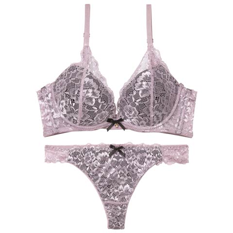 1/7新作!【かとゆり着用】【EFサイズ】エレガントオールレーシィ育乳脇高ブラジャー&バック透けTバックショーツ［大人気］(パープル-E65/ショーツM)