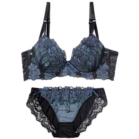 12/8新作!【三上悠亜着用】ゴージャスディープローズ育乳脇高ブラジャー&フルバックショーツ［激売れ］(ブルー-A65/ショーツM)