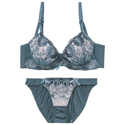 1/23新作!【EFサイズ】【三上悠亜着用】ローズチュールレース育乳脇高ブラジャー&フルバックショーツ［大人気］(グリーン-E65/ショーツM)