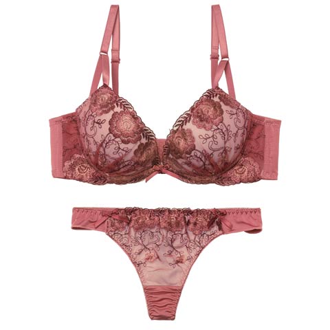 1/23新作!【EFサイズ】【三上悠亜着用】ローズチュールレース育乳脇高ブラジャー&Tバックショーツ［大人気］(ローズ-E65/ショーツM)