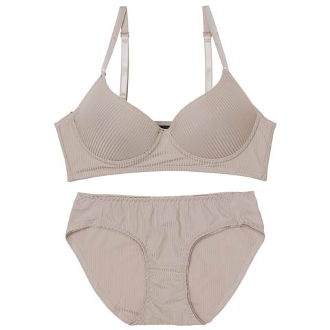 10/27新作!【ノンワイヤー】シンプルリブストレッチブラジャー&フルバックショーツ［激売れ］(モカ-M)