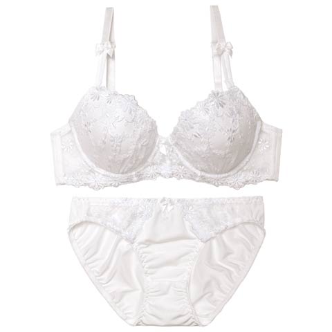 11/17新作!メロウパステルフルーロンブラジャー&フルバックショーツ［激売れ］(ホワイト-A70/ショーツM)