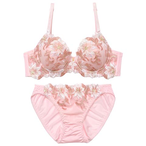 2/20新作!スウィートプレシャスフラワーブラジャー&フルバックショーツ［激売れ］(ピンク-A70/ショーツM)