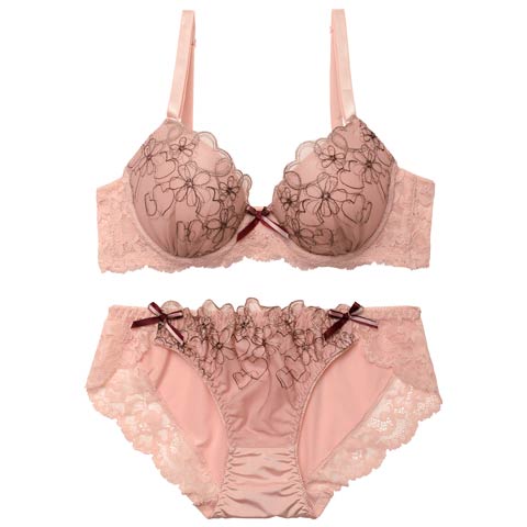 3/13新作!ガーリーハートフルールブラジャー&フルバックショーツ［激売れ］(ダスティピンク-A70/ショーツM)