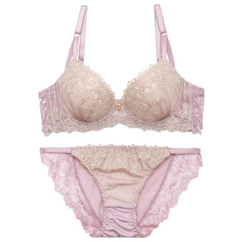 4/20新作!ノーブルシャンデリア育乳脇高ブラジャー&バック透けフルバックショーツ［激売れ］(ラベンダー-A70/ショーツM)