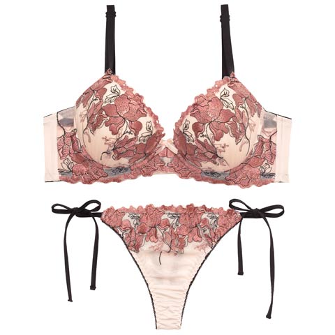 4/6新作!【三上悠亜着用】グロリアスブルーミング育乳脇高ブラジャー&サイド紐Tバックショーツ［激売れ］(ピンク-A65/ショーツM)