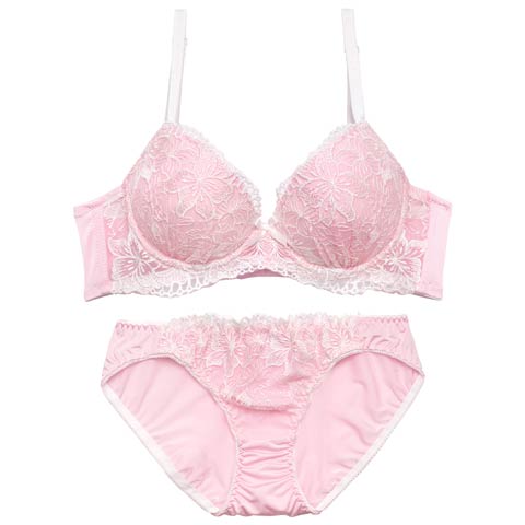 パステルトロピカルフルール育乳脇高ブラジャー&フルバックショーツ
