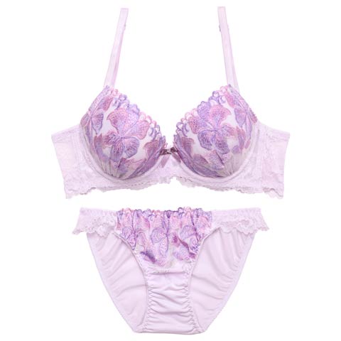 ロマンティックブライトフラワー育乳脇高ブラジャー&フルバックショーツ