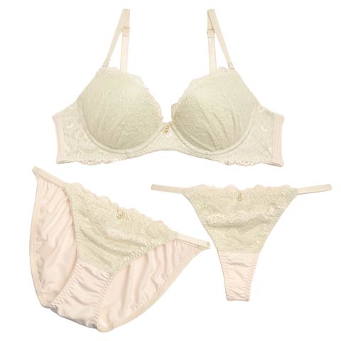 【3点セット】【GHIサイズ】フェアリーパステルローズブラジャー&フルバックショーツ&Tバックショーツ(ミント-G65/ショーツM)