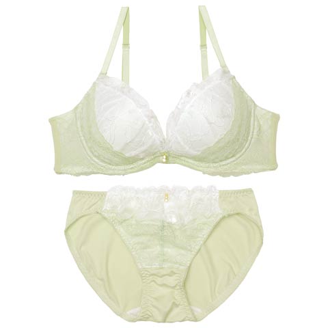 スウィートパステルレースブラジャー&フルバックショーツ［激売れ］(グリーン-A70/ショーツM)