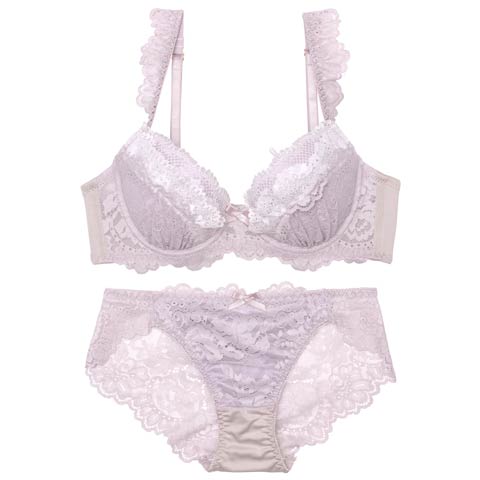 フェミニンプティレースブラジャー&バック透けフルバックショーツ［激売れ］［12H限定1］(グレージュ-A70/ショーツM)