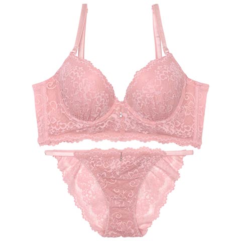 ダスティメッシュフルーロン育乳脇高ブラジャー&バック透けフルバックショーツ［激売れ］(ピンク-A70/ショーツM)