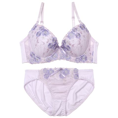 フェミニンブライトフラワーブラジャー&フルバックショーツ［激売れ］(ラベンダー-A70/ショーツM)