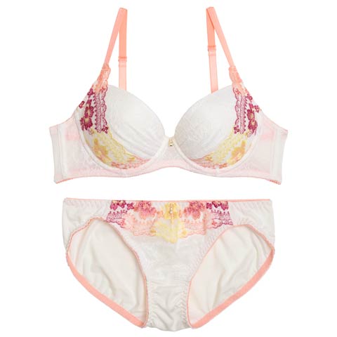 レトログラデーションフラワーブラジャー&フルバックショーツ［激売れ］［均一セール］［12H限定2］(オレンジ-A70/ショーツM)