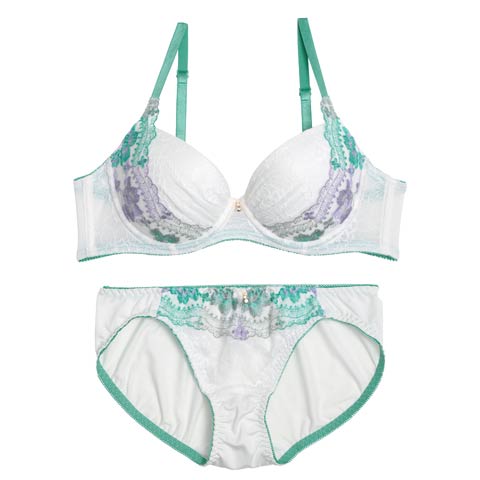 レトログラデーションフラワーブラジャー&フルバックショーツ［激売れ］［均一セール］［12H限定2］(グリーン-A70/ショーツM)