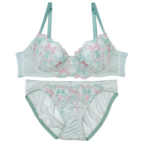 メルヘンパピーエンブロイダリーブラジャー&フルバックショーツ［激売れ］［均一セール］［タイムセール］(グリーン-A70/ショーツM)