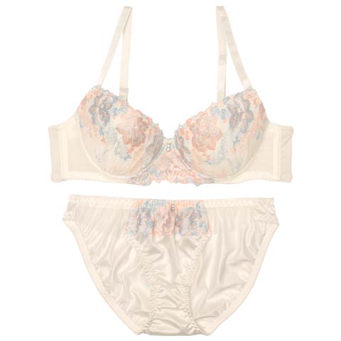 ダスティパステルフルールブラジャー&フルバックショーツ［激売れ］［週末セール］(アイボリー-A70/ショーツM)