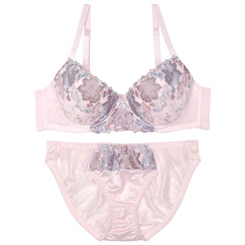 ダスティパステルフルールブラジャー&フルバックショーツ［激売れ］［週末セール］(ピンク-A70/ショーツM)