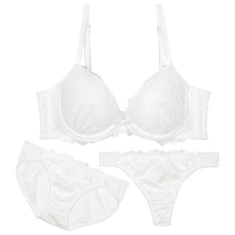 【3点セット】フェアリースピンドルレース育乳脇高ブラジャー&フルバック&Tバックショーツ