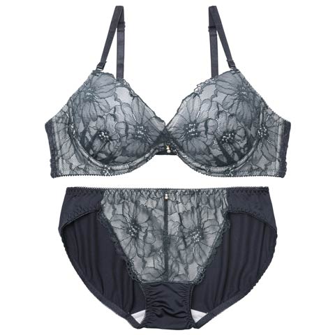 ブリリアントダスティカシュクールブラジャー&フルバックショーツ［激売れ］(グレー-A70/ショーツM)