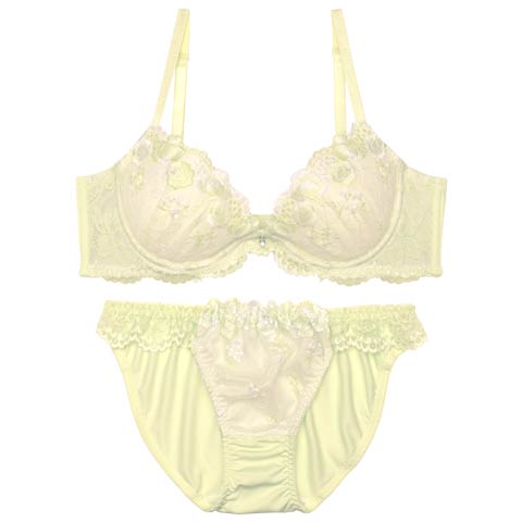 クラリティブロッサム育乳脇高ブラジャー&フルバックショーツ［激売れ］(ライムグリーン-A70/ショーツM)