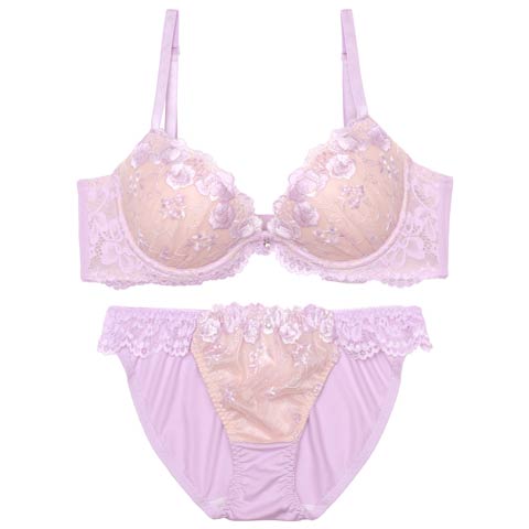 クラリティブロッサム育乳脇高ブラジャー&フルバックショーツ［激売れ］(ラベンダー-A70/ショーツM)