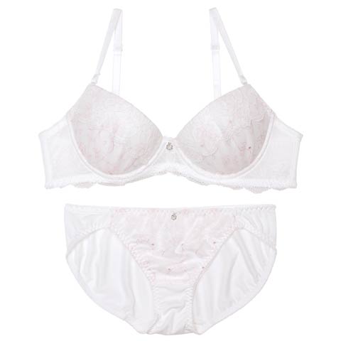 プチフラワーチャームブラジャー&フルバックショーツ［激売れ］［均一セール］［12H限定1］(ホワイト-A70/ショーツM)