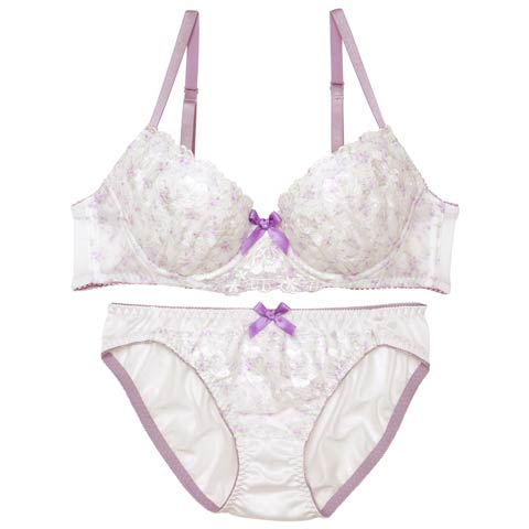 ダスティー水彩ローズブラジャー&フルバックショーツ［激売れ］［均一セール］［タイムセール］(パープル-A70/ショーツM)