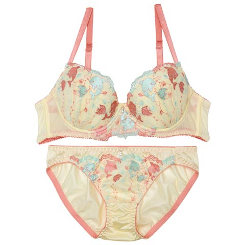 ドリーミーアクアリウムブラジャー&フルバックショーツ［激売れ］［均一セール］［12H限定2］(イエロー-A70/ショーツM)