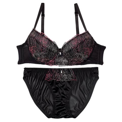 ミッドナイトチュールローズブラジャー&フルバックショーツ［激売れ］［週替］[スーパーセール](ピンク-A70/ショーツM)