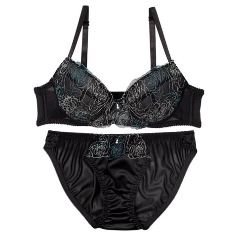 ミッドナイトチュールローズブラジャー&フルバックショーツ［激売れ］［週替］[スーパーセール](グリーン-A70/ショーツM)