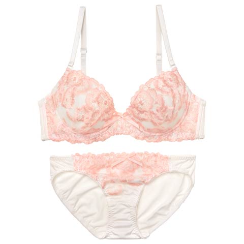 クラシックフローラルエンブロイダリーブラジャー&フルバックショーツ［激売れ］［週替］[スーパーセール](ホワイト-A70/ショーツM)