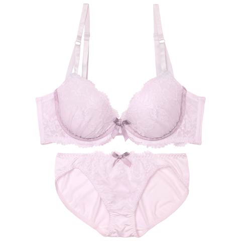 9/18再販!バイカラーレーシィリボン育乳脇高ブラジャー&フルバックショーツ［激売れ］［週末セール］(ラベンダー-A70/ショーツM)