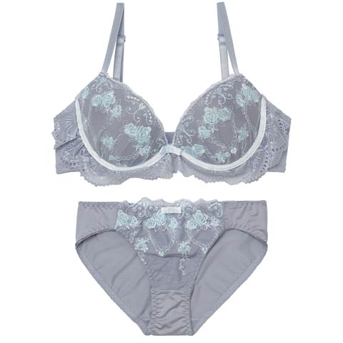 12/5新作!チャーミングハートローズブラジャー&フルバックショーツ［激売れ］(ブルーグレー-A70/ショーツM)