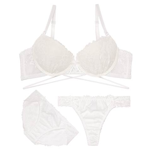 3/16新作!【3点セット】ヴィーナスコードレーシィブラジャー&バック透けフルバック&Tバックショーツ［大人気］(ホワイト-A70/ショーツM)