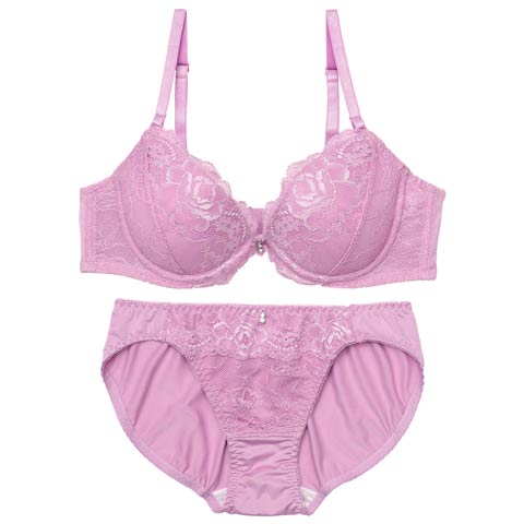 クラシックシンプルレースブラジャー&フルバックショーツ［激売れ］［週替］[スーパーセール](パープル-A70/ショーツM)