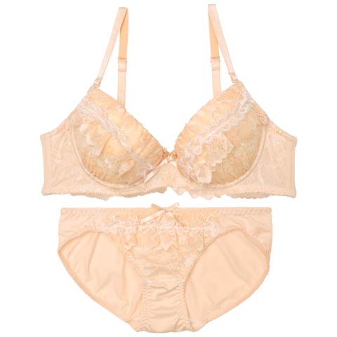 ドーリーフリルレースブラジャー&フルバックショーツ［激売れ］［週替］[スーパーセール](オレンジ-A70/ショーツM)
