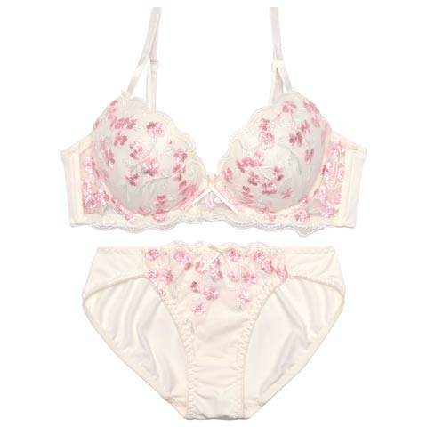 2/23新作!イノセントブルームブラジャー&フルバックショーツ［激売れ］(アイボリー-A70/ショーツM)