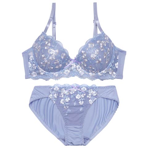 2/23新作!イノセントブルームブラジャー&フルバックショーツ［激売れ］(ブルー-A70/ショーツM)
