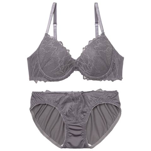 10/29新作!ボタニカルレーシィストリングブラジャー&フルバックショーツ［激売れ］(グレー-A70/ショーツM)