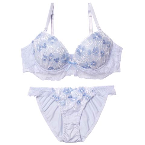 12/22新作!ラブリーパステルレーシィブラジャー＆フルバックショーツ［激売れ］(アイスブルー-A70/ショーツM)