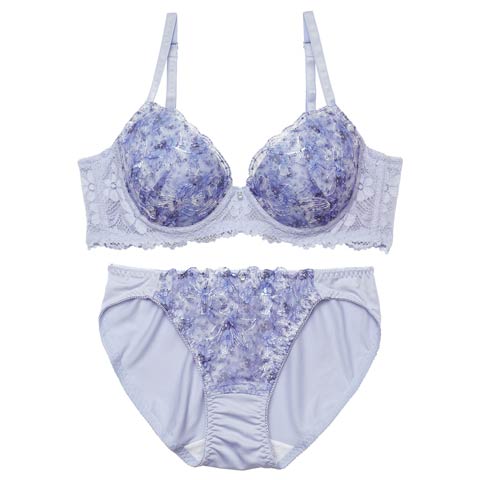 11/20再販!ドリーミーブロッサム育乳脇高ブラジャー&フルバックショーツ［激売れ］(ブルー-A70/ショーツM)