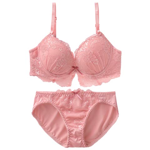 4/8新作!フローラルアンダーレースブラジャー&フルバックショーツ［激売れ］(ピンク-A70/ショーツM)