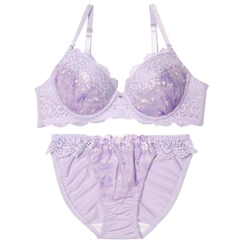 ブルームレースグラデーションブラジャー&フルバックショーツ［激売れ］［週替］［均一］(ラベンダー-A70/ショーツM)