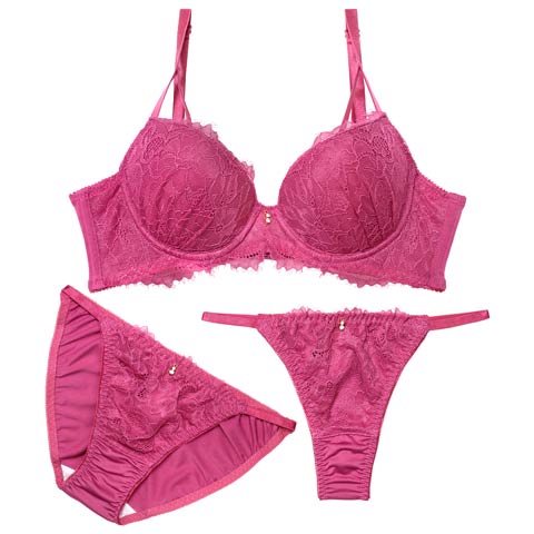4/10新作!【3点セット】【GHIサイズ】ディープアイラッシュレース育乳脇高ブラジャー&フルバック&Tバックショーツ［大人気］［L］(ローズ-G65/ショーツM)