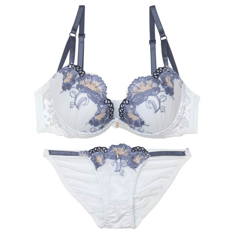 グレースシャインブルームブラジャー&フルバックショーツ［激売れ］［週末セール］(サックス-A70/ショーツM)