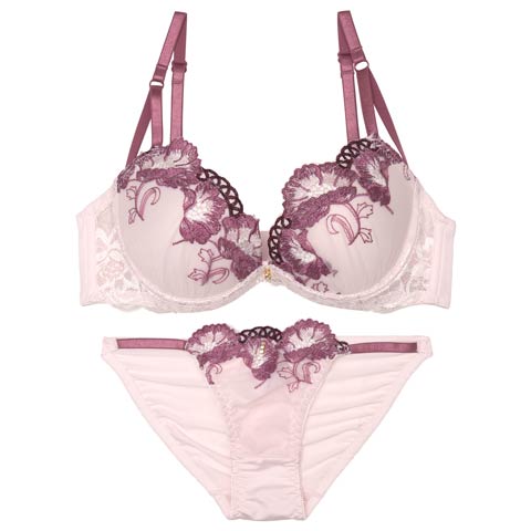 グレースシャインブルームブラジャー&フルバックショーツ［激売れ］［週末セール］(ピンク-A70/ショーツM)